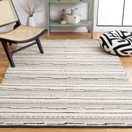 Safavieh 6 x 6 ft. Natural Flat Weave Square Area Rug Black & Ivory NAT281Z-6SQ